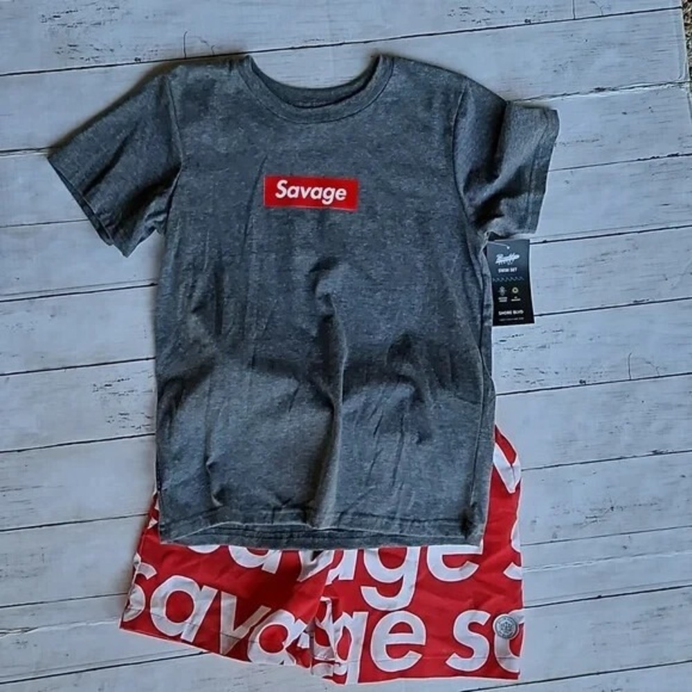Swim Set With Matching Tee and Shorts "Savage"‎ Size Large